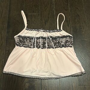Pink Lace Trim Cami Top